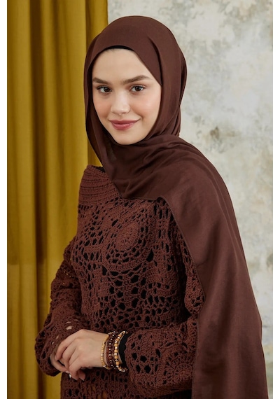 Deserto Fashion Modal Şal Düz Renk-3595 Acı kahve