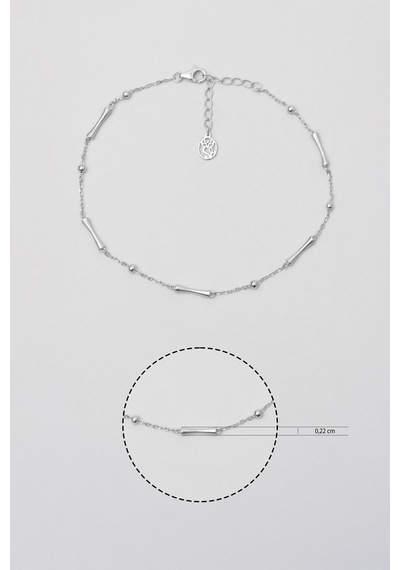 Minimal Tasarım 18 Ayar Beyaz Altın Kaplama 24 Cm Gümüş Hal Hal Beyaz