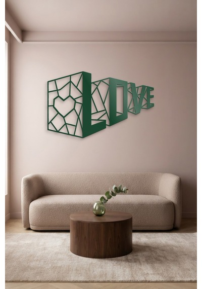 3d Love Metal Duvar Tablosu - Duvar Sanatı - Duvar Dekoru - Yeşil