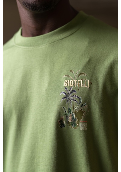 Bisiklet Yaka Lu Oversize Geniş Model T-Shirt Yeşil
