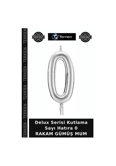 Delux Serisi Kutlama Sayı Hatıra 0 Rakam Gümüş Mum