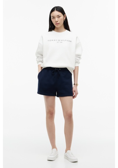 Tommy Hilfiger Varsıty Crest Sweatshort Kadın Mavi Şort - Ww0ww51096