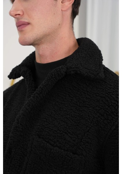 Modefendi Oversize Peluş Mont Siyah