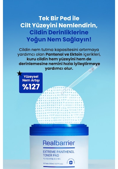 Pantenol İçerikli, Nemlendirici Cilt Bakım Pedi Realbarrıer Extreme Panthenol Toner Pad