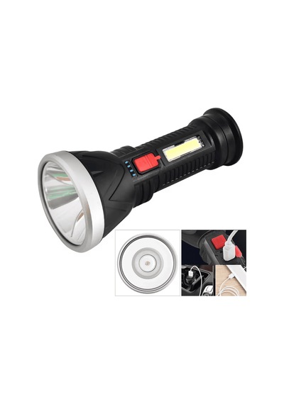 Şarjlı Işıldak 9 Led, 4 Kademeli Aydınlatma, Uzun Menzilli