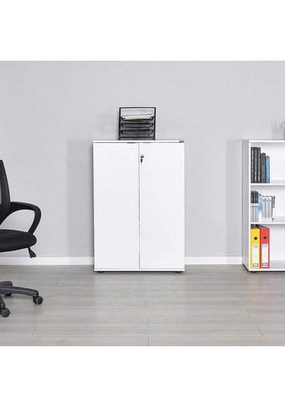 Adoremobilya Rio Ofis 3 Raflı Kapaklı Kitaplık - Diamond Beyaz
