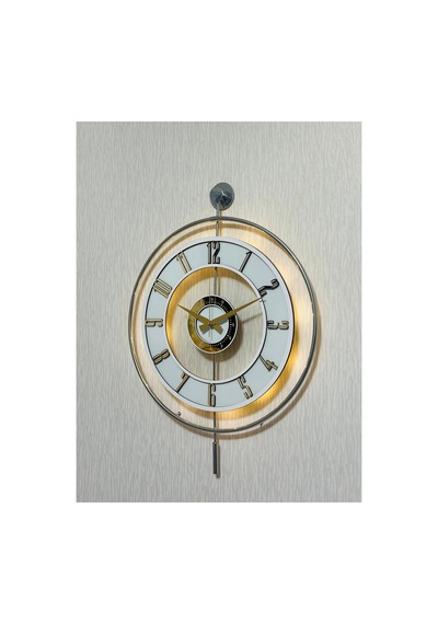 Pey Aksesuar Metal Camlı Duvar Saati Krom Statık 50 X 70cm Orta Boy Işıklı Gerçek Cam Duvar Saati Modern Tasarım M51-kromgrı-şeffaf-beyaz-gold