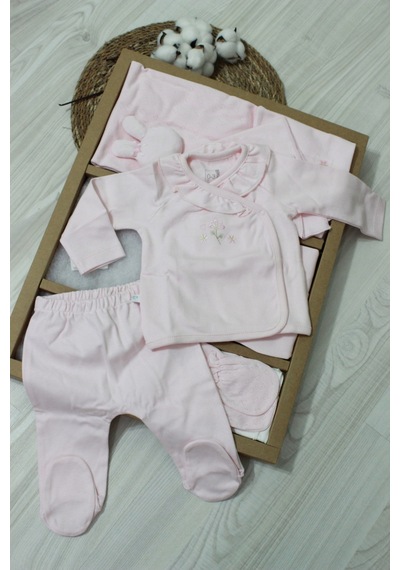 Caramell Barbosa Cute Nakışlı %100 Pamuk Yenidoğan 10'lu Hastane Çıkışı 56-62cm Pembe