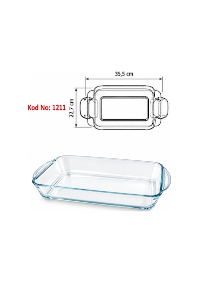Paşabahçe Borcam Orta Boy Dikdörtgen Fırın Kabı 35,5 X 22,7 Cm Isıya Dayanıklı Cam Fırın Tepsisi Ve Servis Kabı-488 Şeffaf