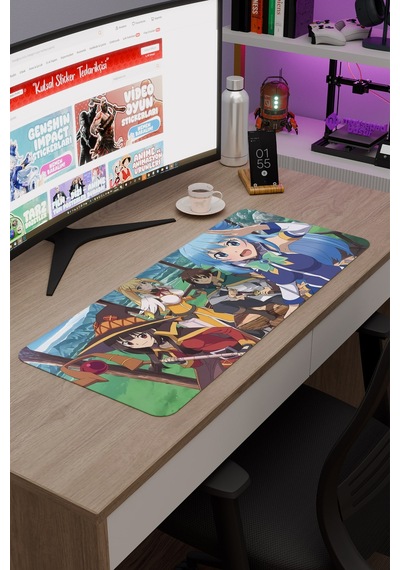 Konosuba Kaymaz Dikişli Kauçuk Oyuncu Mousepad V3 - 70x30 Xl Gaming Mouse Pad Fare Altlığı