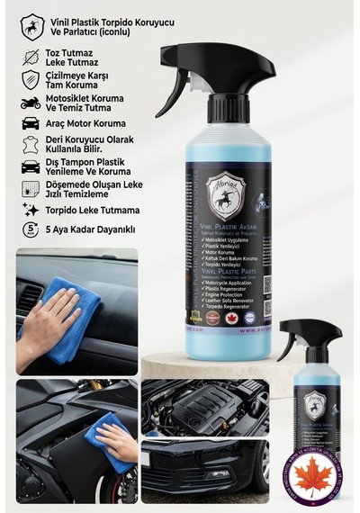 Abrias Vinil Plastik Aksam Tropido Koruyucu Ve Parlatıcı Pro 500ml + Süper Lazer Kesim Bez 1 Adet