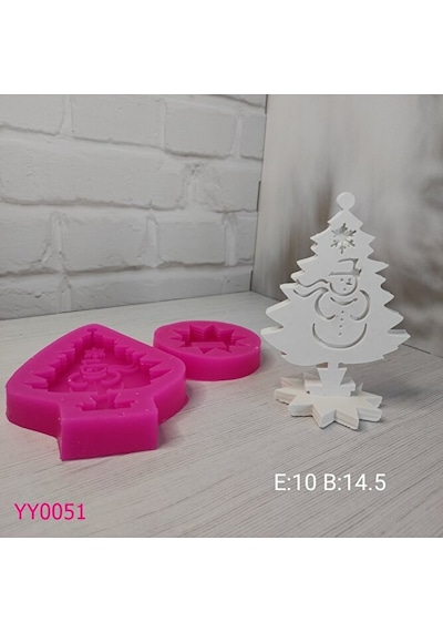Yy0051 Kardan Adam İşlemeli Çam Ağacı Tabanlıklı Silikon Kalıp