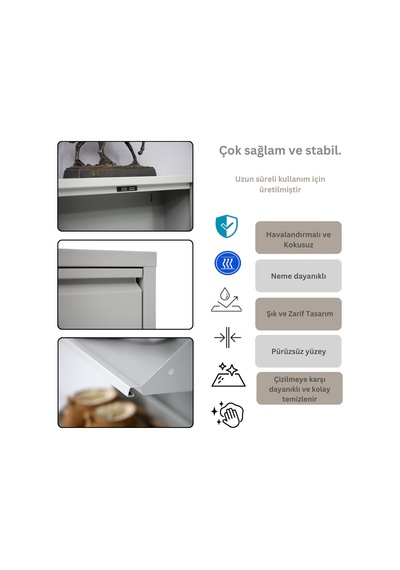 Kapaklı Metal Ayakkabılık, 3 Ve 4 Kapaklı, Aksesuarlı Çeşitli Gri-ayakkabılık