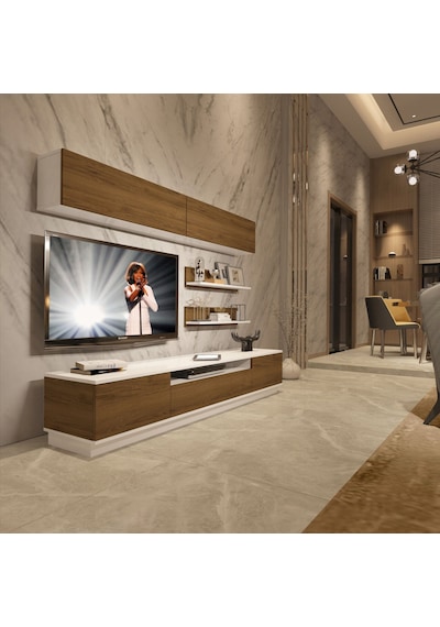 Decoraktiv Trendstyle 5s Mdf Tv Ünitesi Tv Sehpası - Beyaz Pera Beyaz - Meşe