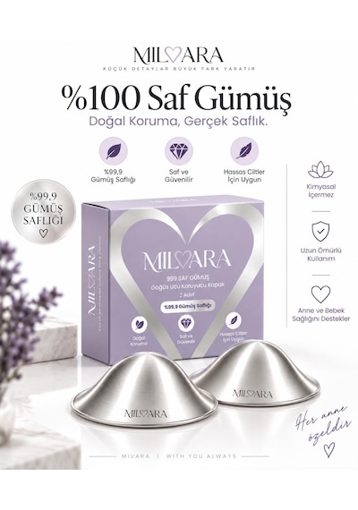 Milvara 999 Ayar Saf Gümüş Göğüs Ucu Kapağı