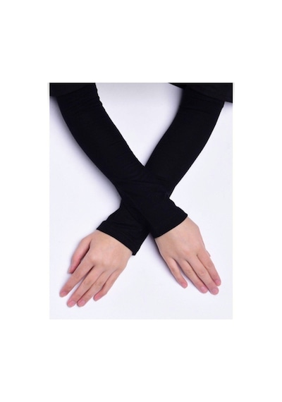 Unika Boutique Çiğdem Tekstil Masal Su Penye Likralı Namaz Kolluğu Ve Tesettür Kolluk Siyah