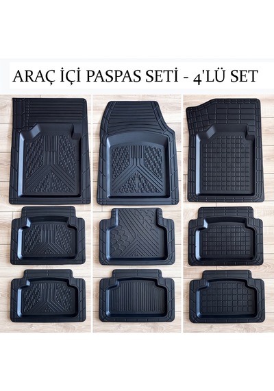 4 Parça Üniversal Kauçuk Araç İçi Paspas Seti