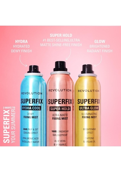 Makeup Revolution, Super Fix Misting Spray, Fissante Sprey Makyaj Malzemesi, Finish Opaco, Lunga Tenuta, Arricchito Con