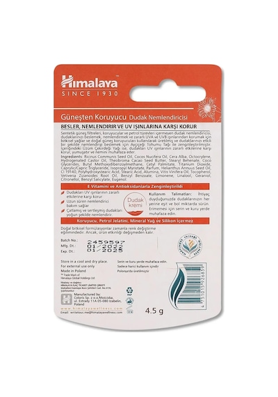Himalaya Nemlendirici Dudak Kremi SPF30 4.5 G