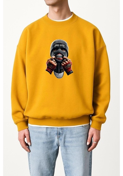 Benroma Ahmed Osman Baskılı Unisex Sweatshırt Sarı