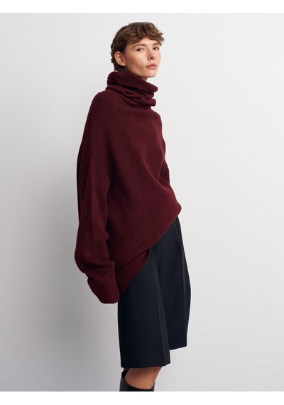 Dilvin 2268 Balıkçı Yaka Geniş Kazak-koyu Bordo Koyu Bordo