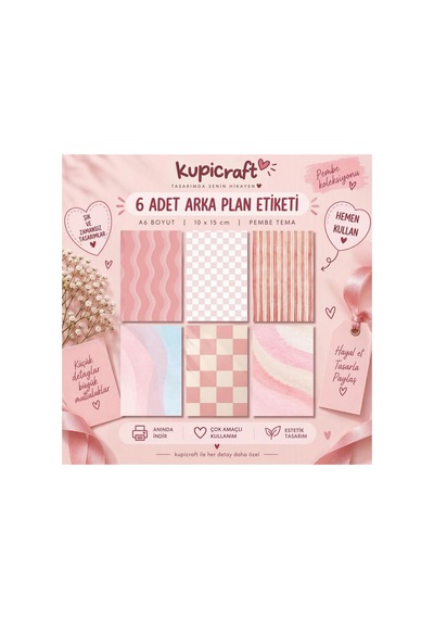 6 Sayfa Arka Plan Etiketi Pembe Temalı Ajanda Scrapbook Journal Kendiliğinden Yapışkanlı 0