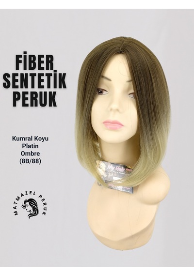 Küt Model Fiber Sentetik Peruk Kumral Koyu Platin Ombre No-8B-88