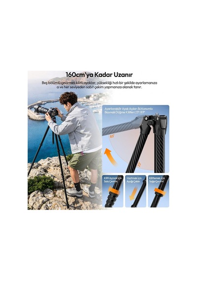 Ulanzi Tz01 163cm Versatile 2 İn 1 Karbon Fiber Tripod - S069