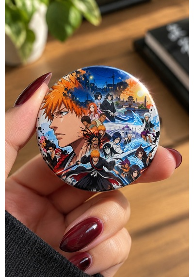 Bleach 58mm 4'lü Rozet Seti Ichigo Kurosaki Anime Çanta Mont Ceket Rozeti Çok Renkli