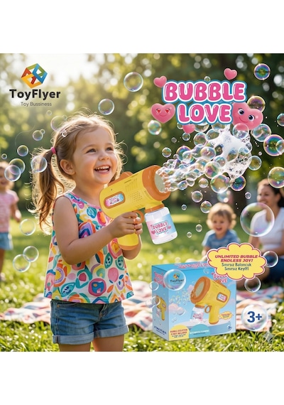 Otomatik Baloncuk  Makinesi Pilli Köpük Tabancası - 2026 Model Sızdırmaz Tasarım Bubble Gun