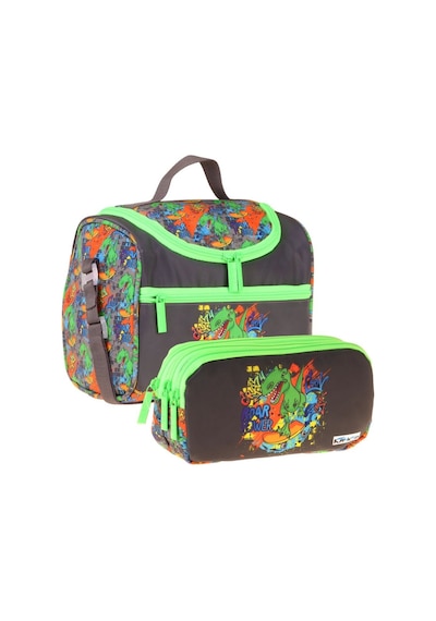 Kaukko Kids Erkek Çocuk Street Dinazor Baskılı Siyah - Yeşil Thermo Beslenme Çantası Ve Kalemlik Seti - Setkk-l5415 Kaukko Kids Erkek Çocuk Street Dinazor Baskılı Siyah - Yeşil Thermo Beslenme Çantası Ve Kalemlik Seti - Setkk-l5415