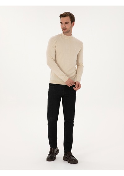Cacharel Bej Slim Fit Pamuk Karışımlı Çeyrek Balıkçı Yaka Basic Triko Kazak Cacharel Bej Slim Fit Pamuk Karışımlı Çeyrek Balıkçı Yaka Basic Triko Kazak
