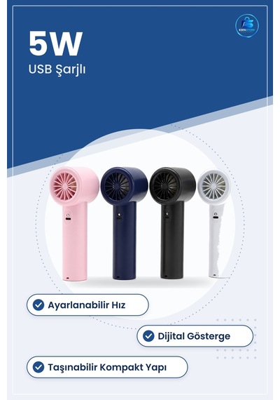 Mini El Vantilatörü Taşınabilir Ayarlanabilir Hız Dijital Gösterg