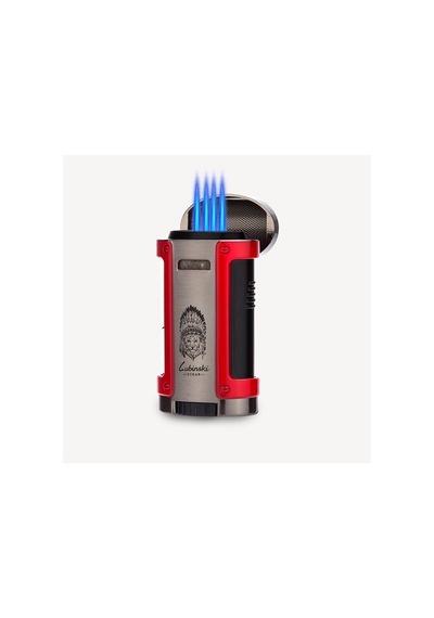 Lubinski Sehpalı Kılıflı Dört Torch Puro Çakmağı Gunmetal-kırmızı Lb-705