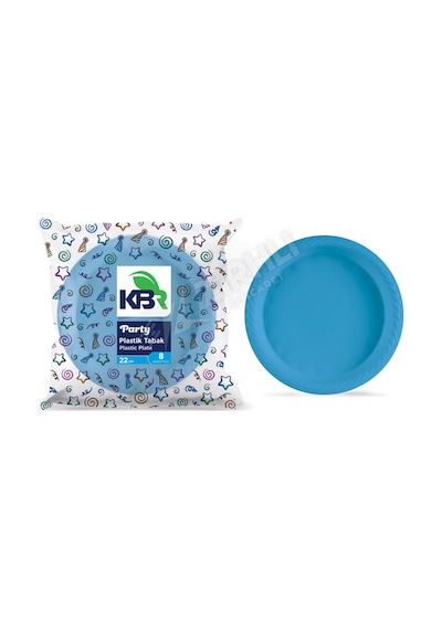 Kbr Party Plastik Tabak 22 Cm Mavi 8'li