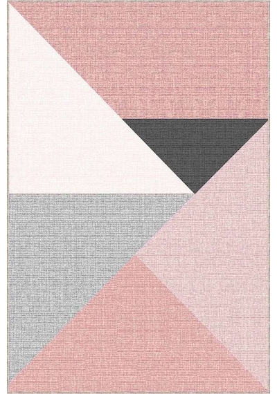 Pembe Kaymaz Tabanlı Geometrik Desenli Mutfak Halısı Ar1322n11