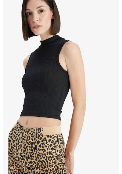 Defacto Slim Fit Dar Kesim Yarım Balıkçı Yaka Fitilli Kaşkorse Atlet C7703ax25spbk81 Siyah