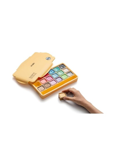 Hımı Jelly Cup Gouache Set 18 Renk X 30 Gr Metalik Renk Guaj Boya Yellow Case Karışık Renk