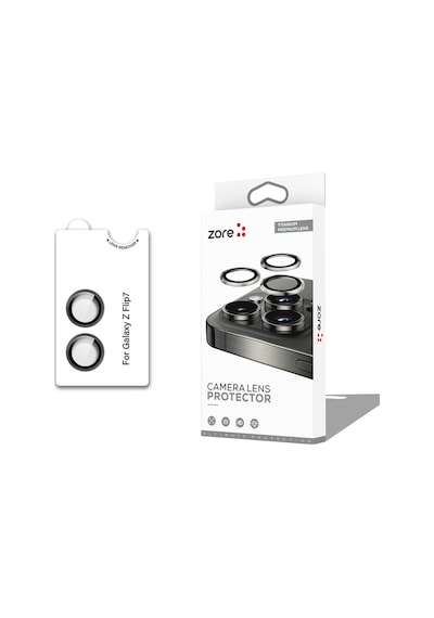 Galaxy Uyumlu  Z Flip 7 Zore Cl-12 Premium Safir Parmak İzi Bırakmayan Anti-reflective Kamera Lens Koruyucu Siyah
