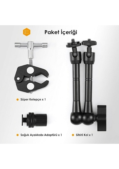 Profesyonel Magic Arm Dslr Kamera Tutucu Süper Kelepçeli Mengene Stand, 1/4 3/8 Dişli Flaş Pabuçlu Esnek Mafsallı