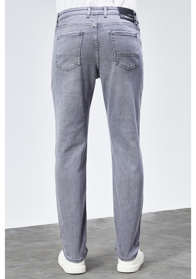 Hlt Jeans Erkek Gri Yıkamalı Regular Fit Boru Paça Likralı Jean Kot Pantolon Henry 31 - 34