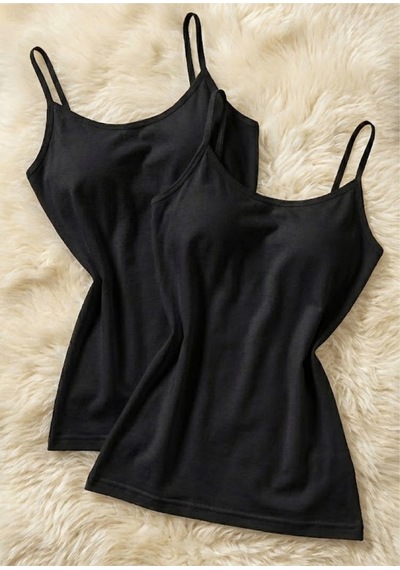 Loule Kadın 2'li İp Askılı Atlet Modal Pamuk Siyah