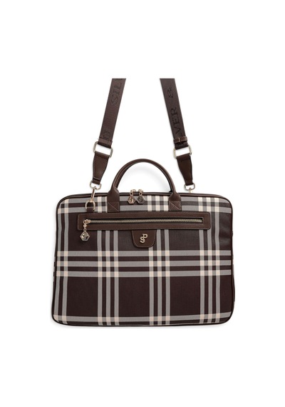 Silver & Polo Silver Polo Kahve - Kahve Çizgili Ekose Kadın Laptop Ve Evrak Çantası Sp1175