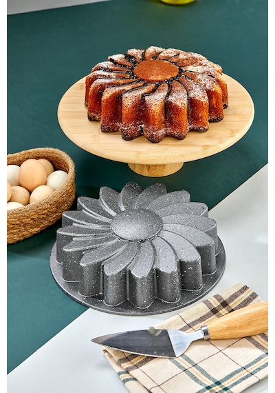 Polochef Yasemin Döküm Granit Kek Kalıbı Gri 26 Cm Gri