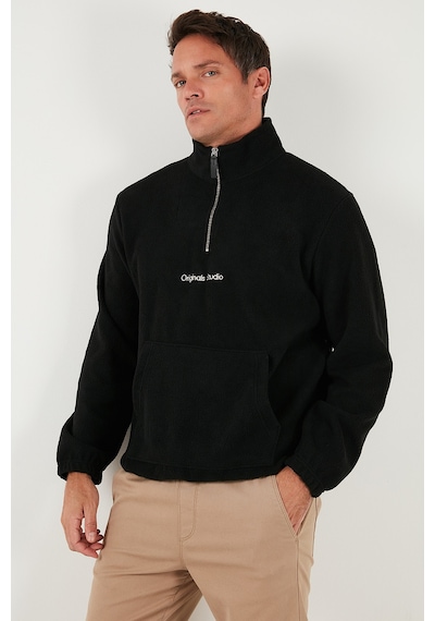 Buratti Regular Fit Yarım Fermuarlı Dik Yaka Yumuşak Dokulu Erkek Sweat 59060661 Siyah