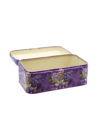 Flower Purple Desenli Metal Ekmek Kutusu, 9 Lt