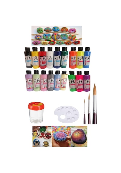 Taş Boyama Seti 18 Renk Set 1 Paket