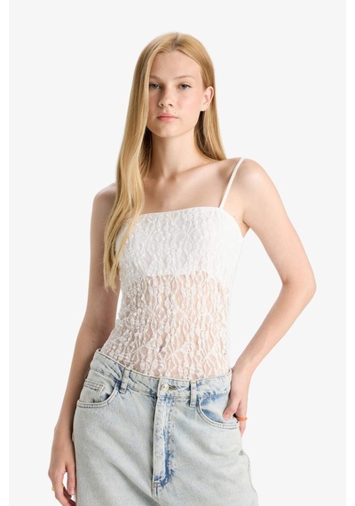 Defacto Coool Fitted Dantel Bodysuit F7895ax25hswt32 Beyaz
