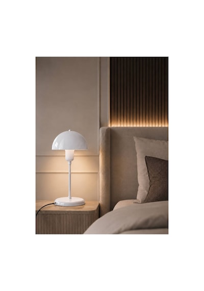 Capella Beyaz Metal Masa Lambası Modern Dekoratif Abajur, Mantar Tasarım, E27 Led Uyumlu, Komodin, Yatak Odası, Çalışma Masası, Salon Ve Ofis İçin Premium Masa Lambası 84625280