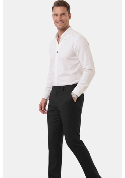 Rizzup Beyaz Slim Fit Kolay Ütülenebilir Açık Dik Yaka Likralı Erkek Gömlek 2602615